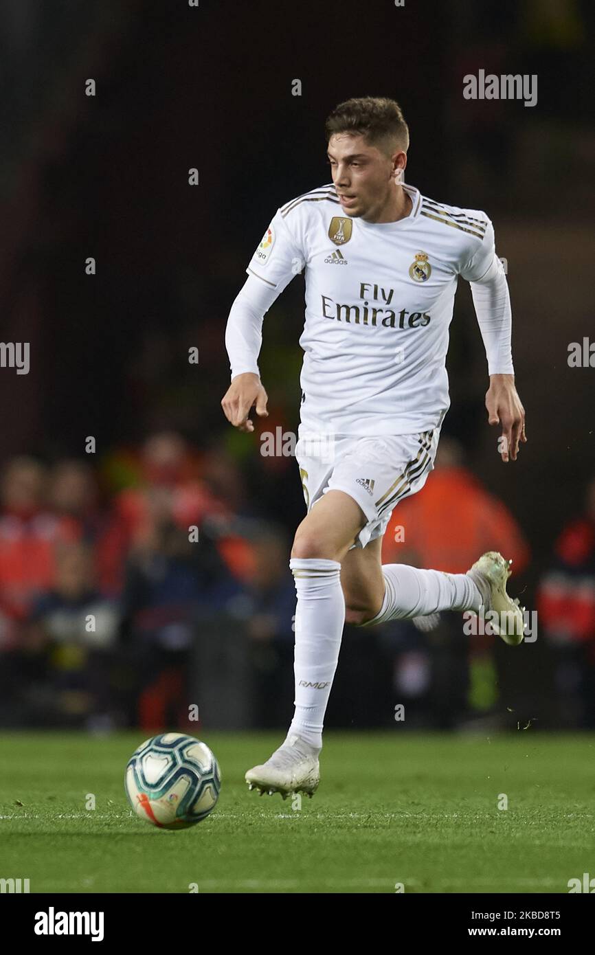 Federico Valverde of Real Madrid controls the ball during the Liga match between FC Barcelona and Real Madrid CF at Camp Nou on October 26, 2019 in Barcelona, Spain. (Photo by Jose Breton/Pics Action/NurPhoto) Stock Photo