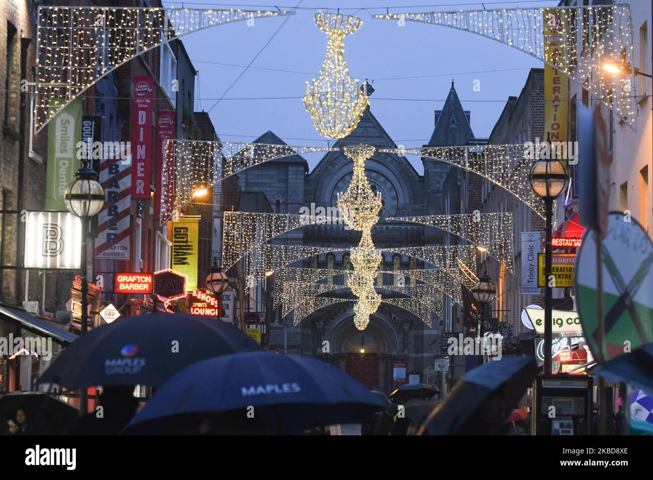 A view of Christmas decorations on st Anne Street in Dublin City Center. On December 19, 2019
