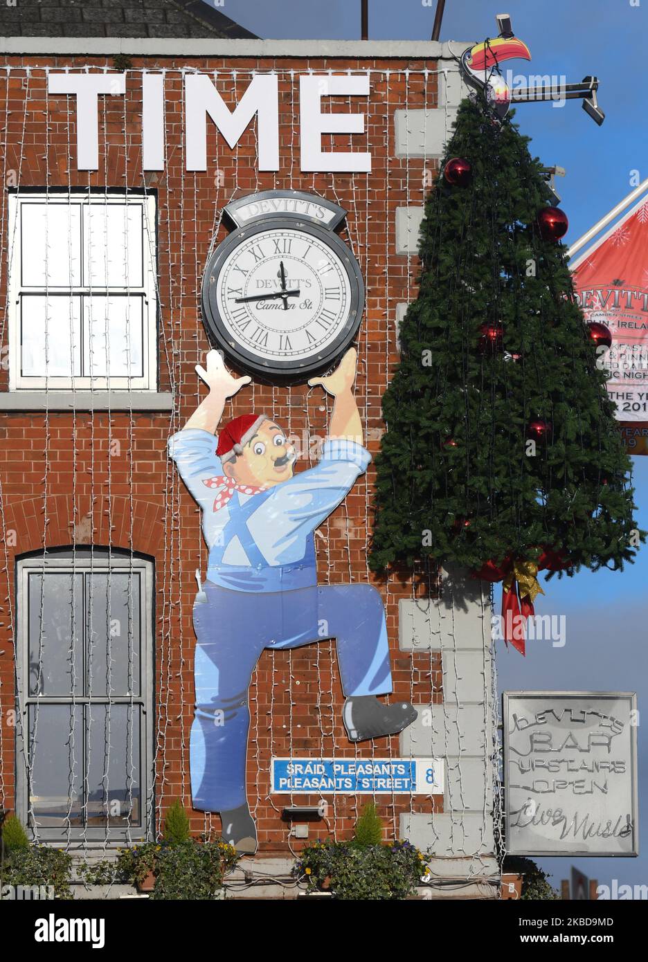 A view of a Guinness Add over Devitt's Pub in Dublin, just a week ahead