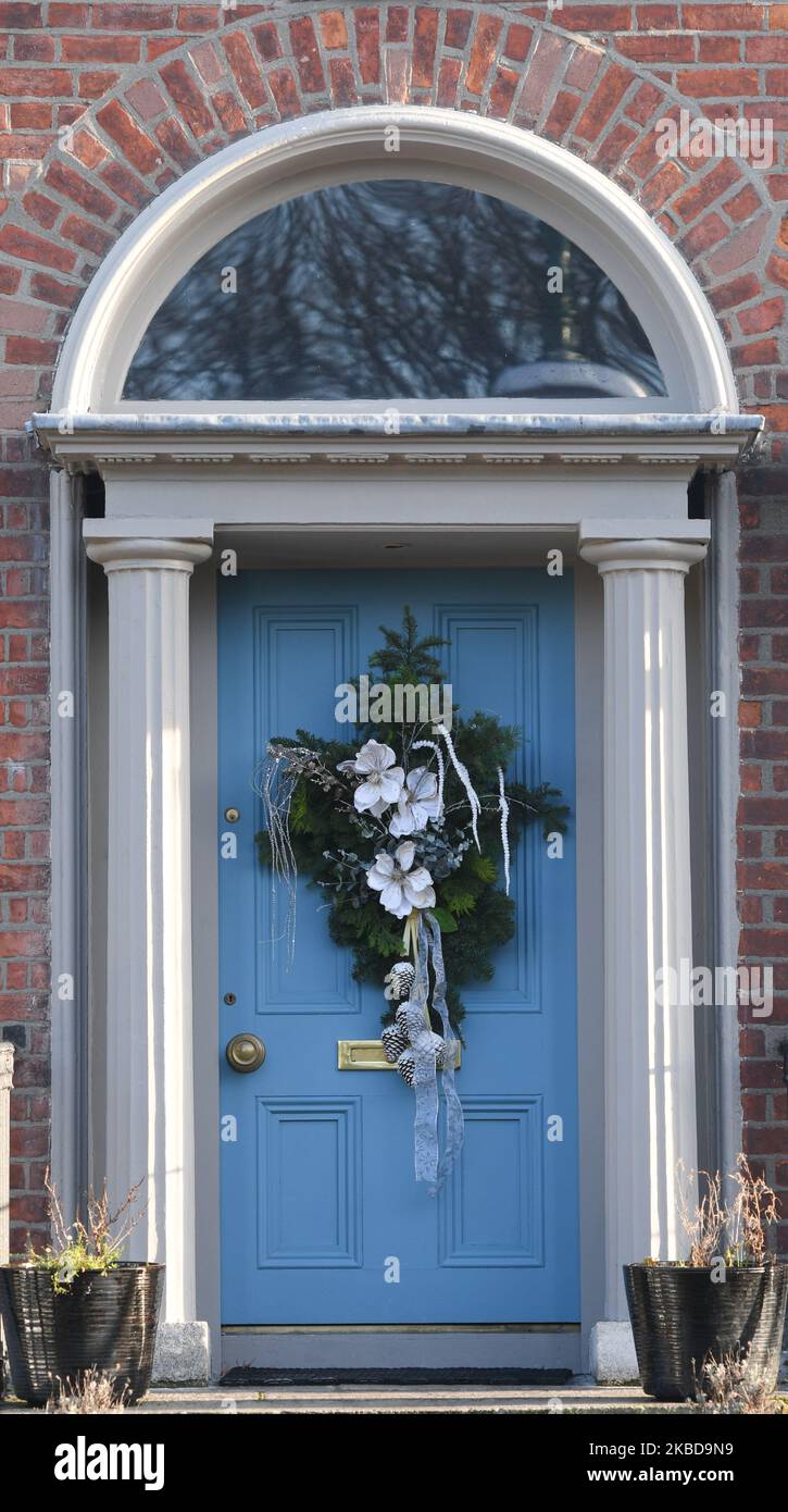 Christmas wreath seen on a door in Ranelagh. On Friday, December 20