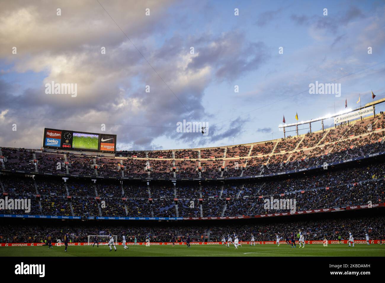 Camp Nou stadium ambiance during La Liga match between FC Barcelona and