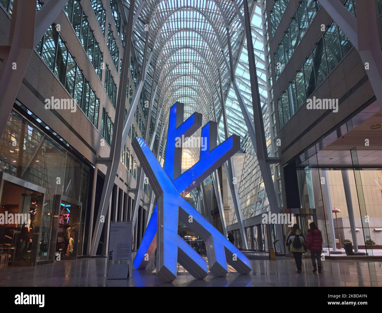 Art installation of a large snowflake in the atrium of Brookfield Place in Toronto, Ontario, Canada, on December 21, 2019. (Photo by Creative Touch Imaging Ltd./NurPhoto) Stock Photo