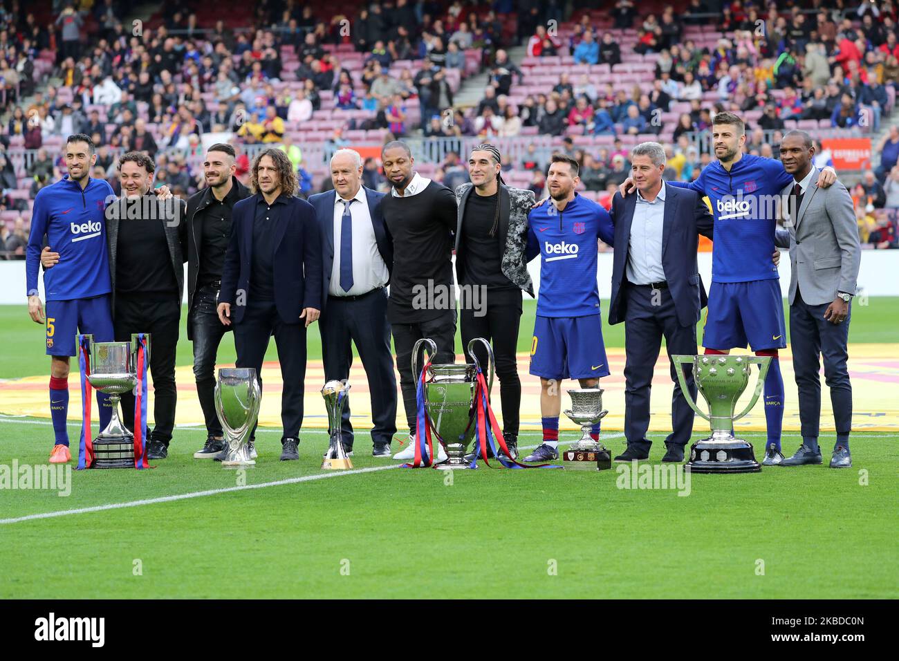 Celebration of the ten years of the six titles won in the same season during the match between FC Barcelona and Deportivo Alaves, corresponding to the week 18 of the Liga Santander, played at the Camp Nou Stadium, on 21th December 2019, in Barcelona, Spain. -- (Photo by Urbanandsport/NurPhoto) Stock Photo