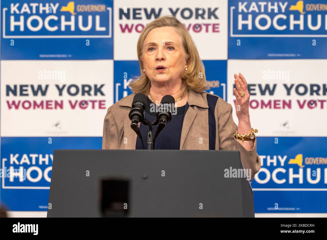 NEW YORK, NEW YORK NOVEMBER 03 Former Secretary Hillary Rodham Clinton speaks during a New