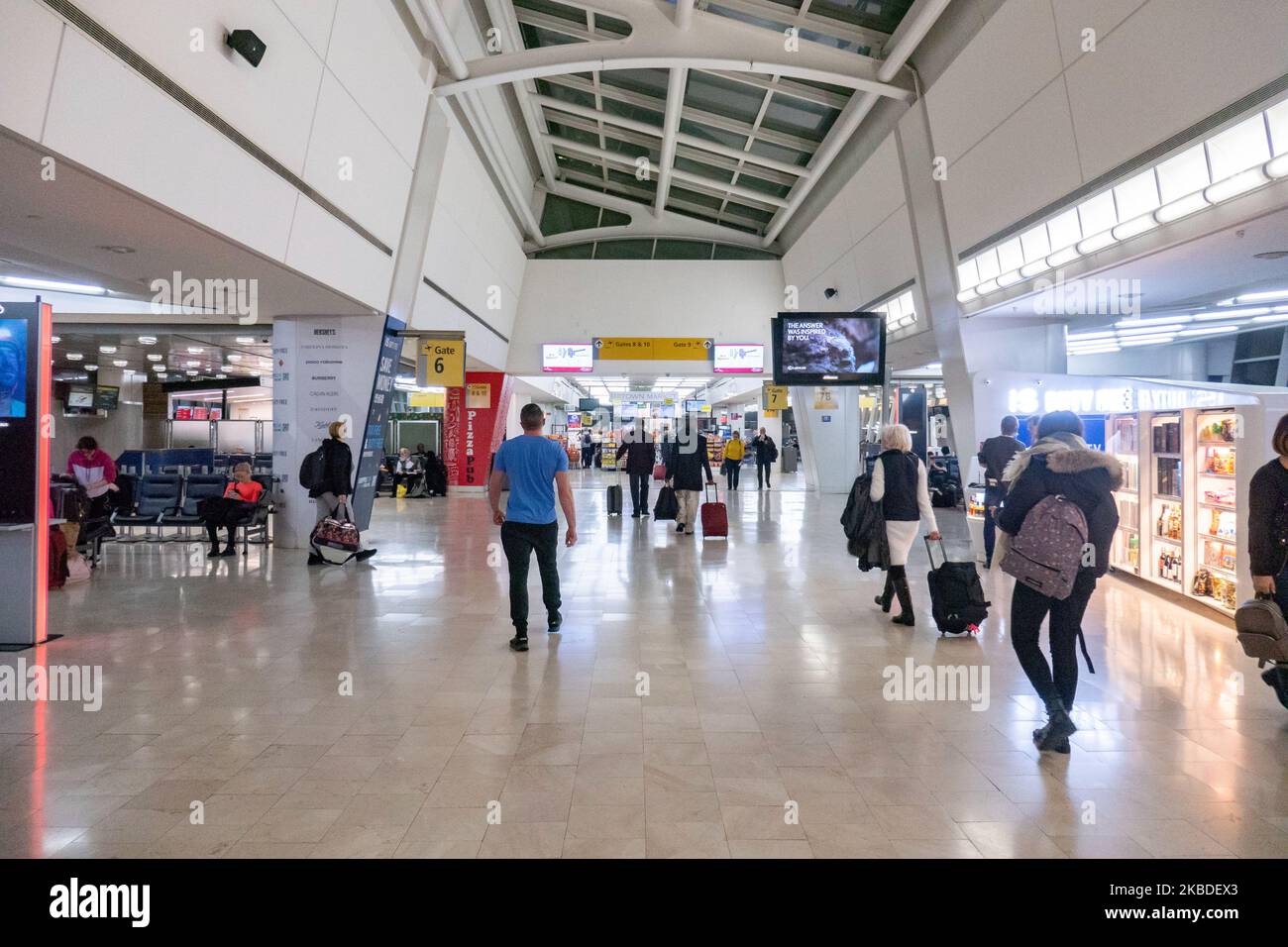 Inside the gate hall area of Terminal 1, waiting rooms, gates, seats