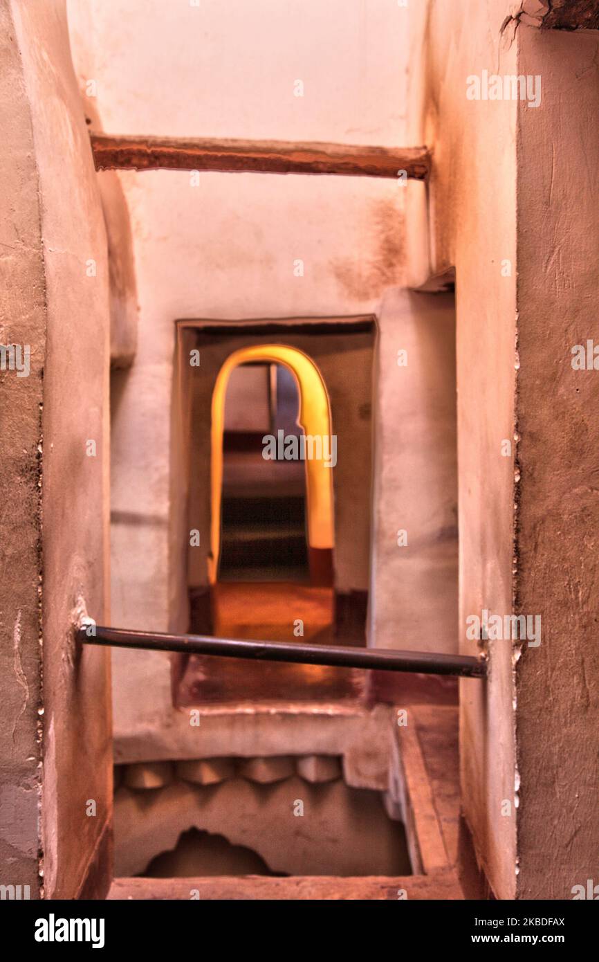 Interior of the historic Taourirt Kasbah located in the Atlas Mountains ...