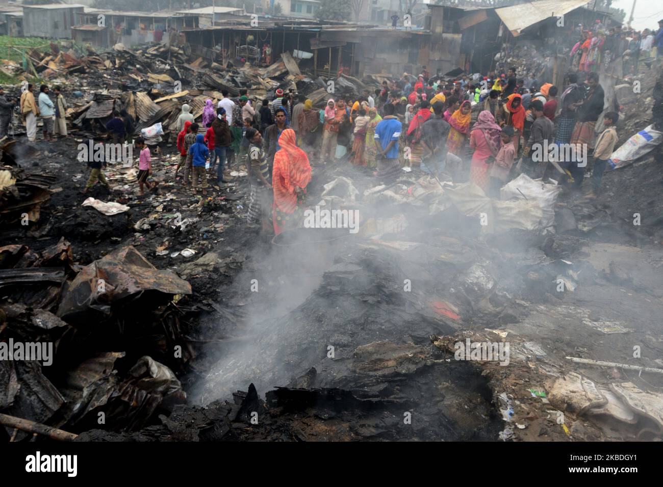 A view of Kalshi slum after the fire, in Dhaka, Bangladesh, on December ...