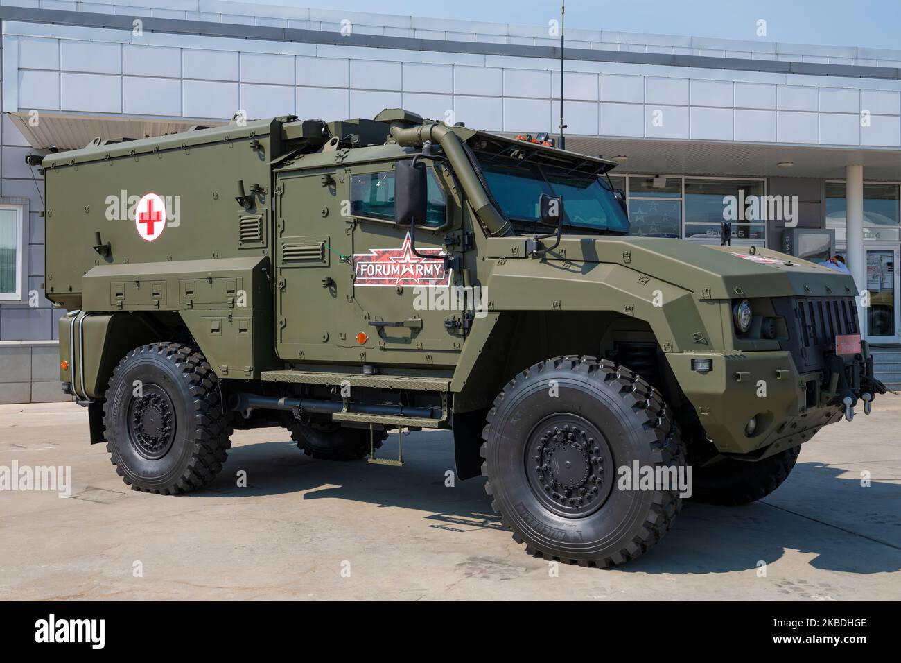 MOSCOW REGION, RUSSIA - AUGUST 18, 2022: Protected ambulance vehicle 'Linza' on the international military-technical forum 'Army-2022'. Patriot Park Stock Photo