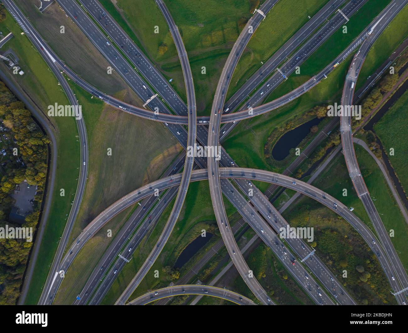 Intersection highway junction crossroad overview top down aerial ...