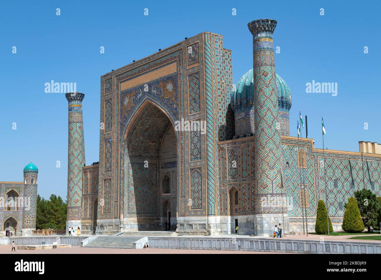 SAMARKAND, UZBEKISTAN - SEPTEMBER 13, 2022: Facade of the ancient