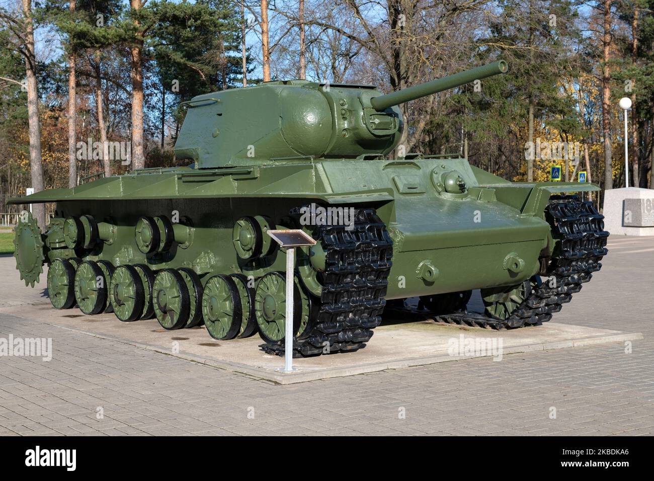 KIROVSK RUSSIA OCTOBER 24 2022 Heavy Soviet Tank KV 1S Is Close up KIROVSK RUSSIA OCTOBER 24 2022 Heavy Soviet Tank KV 1S Is Close up