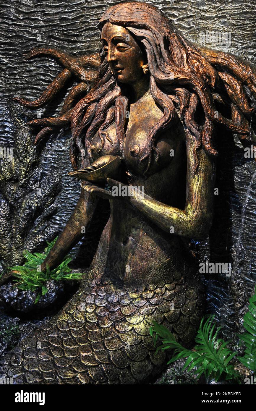 Mermaid sculpture at the Trivandrum Aquarium in Thiruvananthapuram
