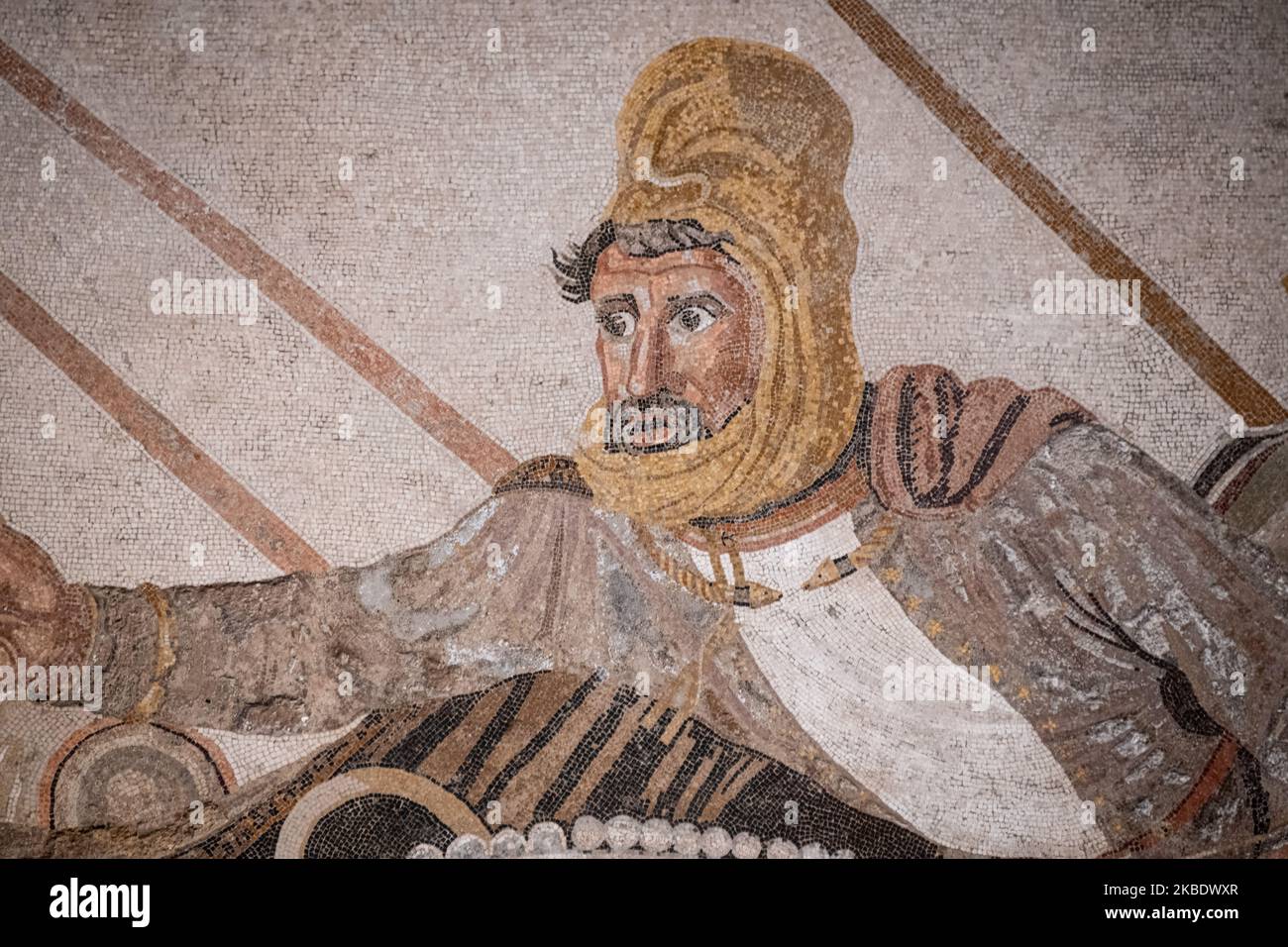 A Roman floor mosaic depicting a battle between Alexander the Great and