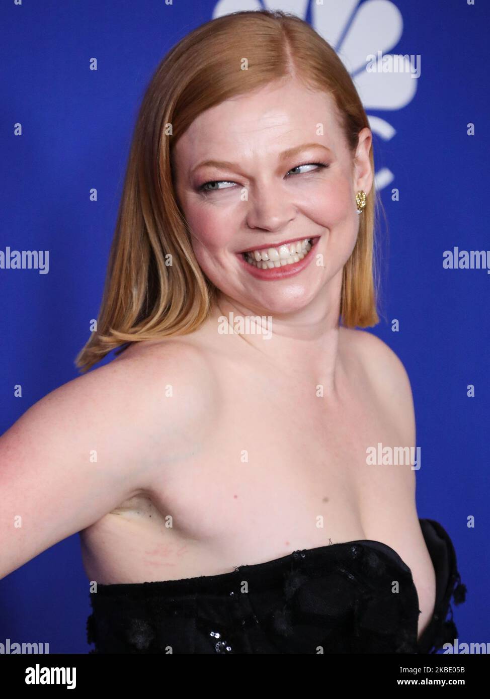 BEVERLY HILLS, LOS ANGELES, CALIFORNIA, USA - JANUARY 05: Actress Sarah Snook wearing a Christian Siriano dress poses in the press room at the 77th Annual Golden Globe Awards held at The Beverly Hilton Hotel on January 5, 2020 in Beverly Hills, Los Angeles, California, United States. (Photo by Xavier Collin/Image Press Agency/NurPhoto) Stock Photo