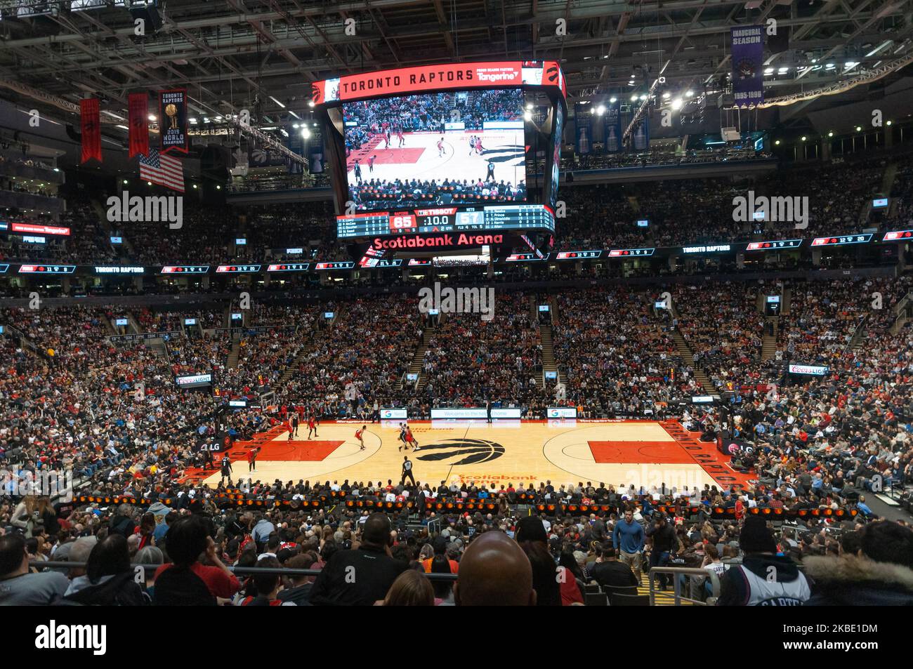 General view of Scotiabank Arena during the Toronto Raptors vs Brooklyn Nets NBA regular season game at Scotiabank Arena on December 14, 2019 in Toronto, Canada (Photo by Anatoliy Cherkasov/NurPhoto) Stock Photo