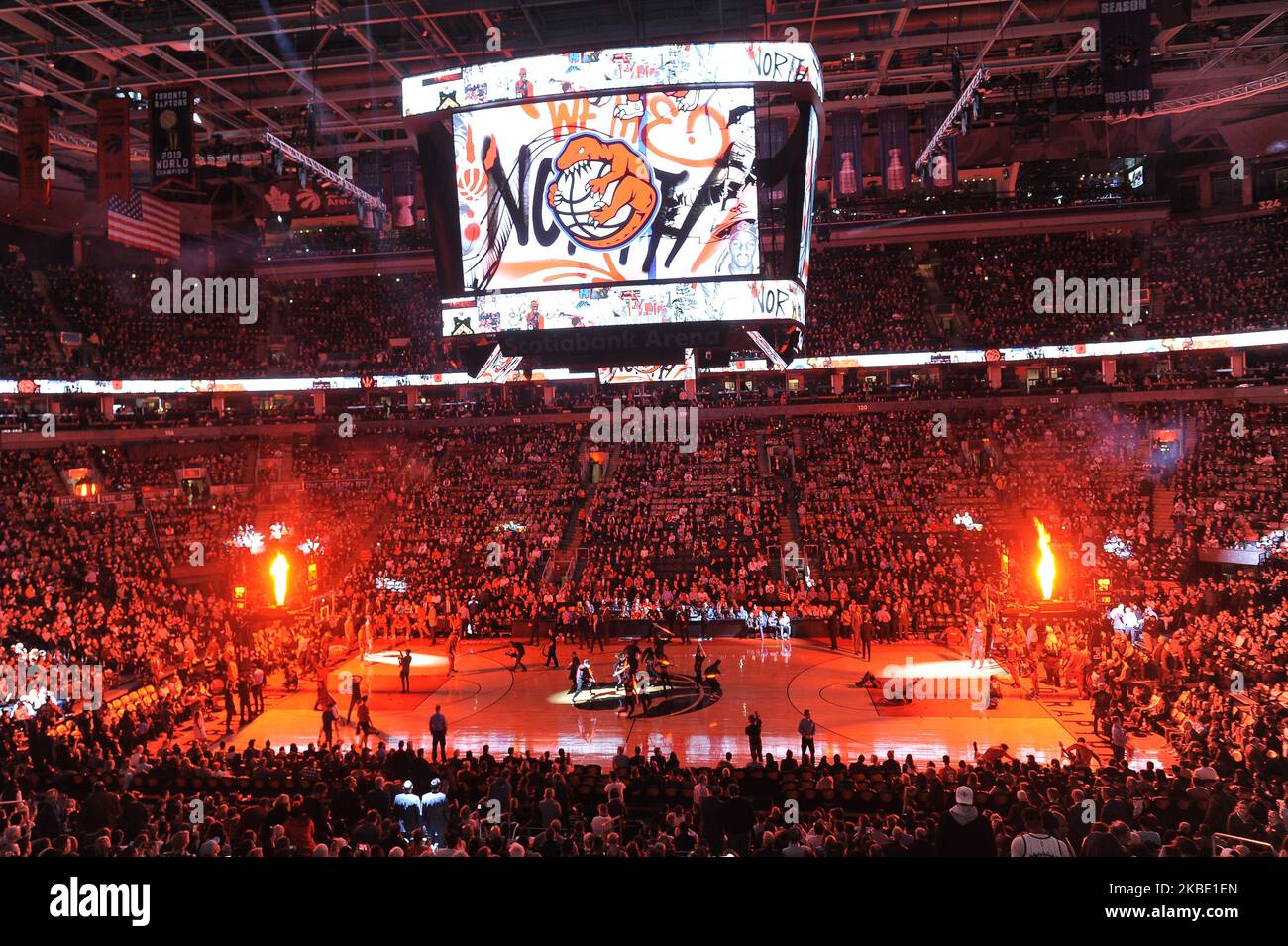 General view of Scotiabank Arena during the Toronto Raptors vs Miami Heats NBA regular season game at Scotiabank Arena on December 03, 2019 in Toronto, Canada (Photo by Anatoliy Cherkasov/NurPhoto) Stock Photo