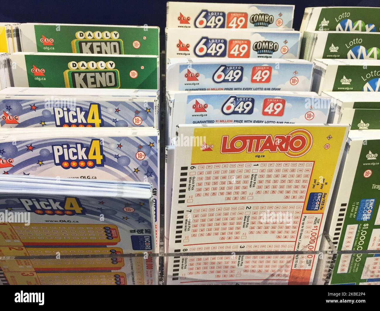 Lottery number selection slips seen at a shop as the largest lottery