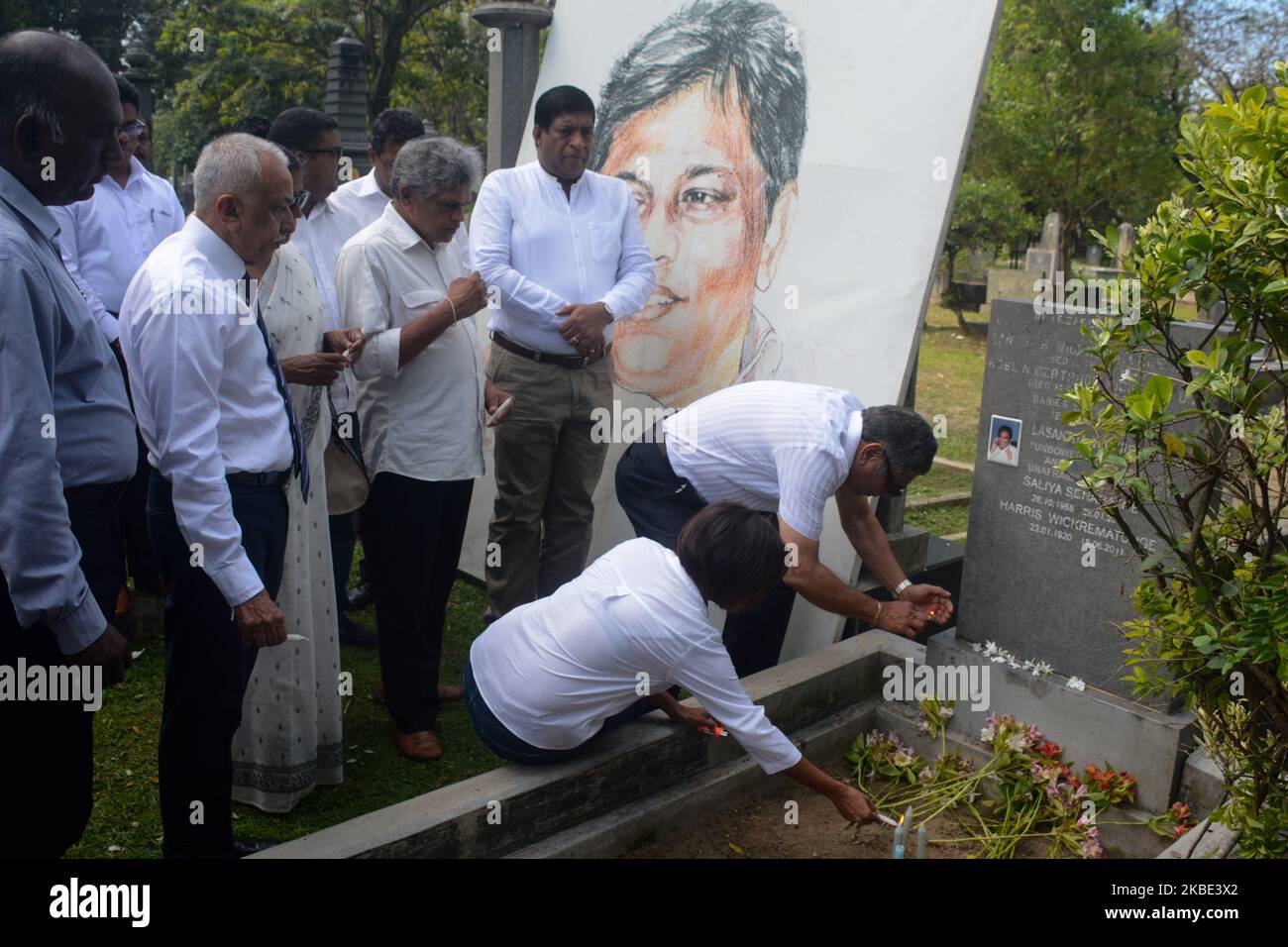 Grave of slain journalist lasantha wikramathunge hires stock