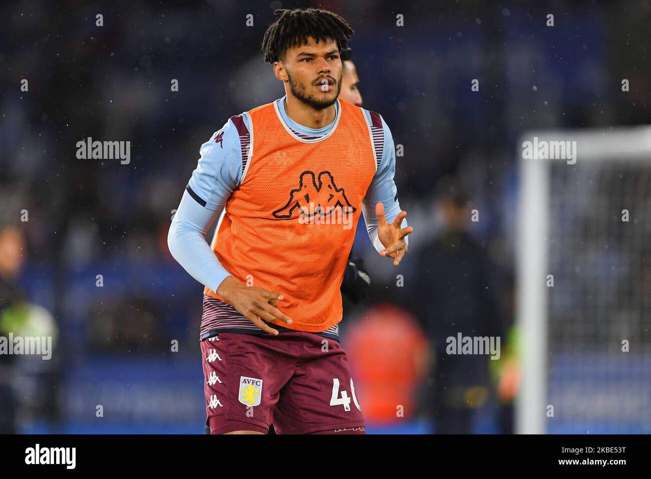 Tyrone Mings (40) of Aston Villa warms up during the Carabao Cup Semi Final 1st Leg between Leicester City and Aston Villa at the King Power Stadium, Leicester on Wednesday 8th January 2020. (Photo by Jon Hobley/MI News/NurPhoto) Stock Photo