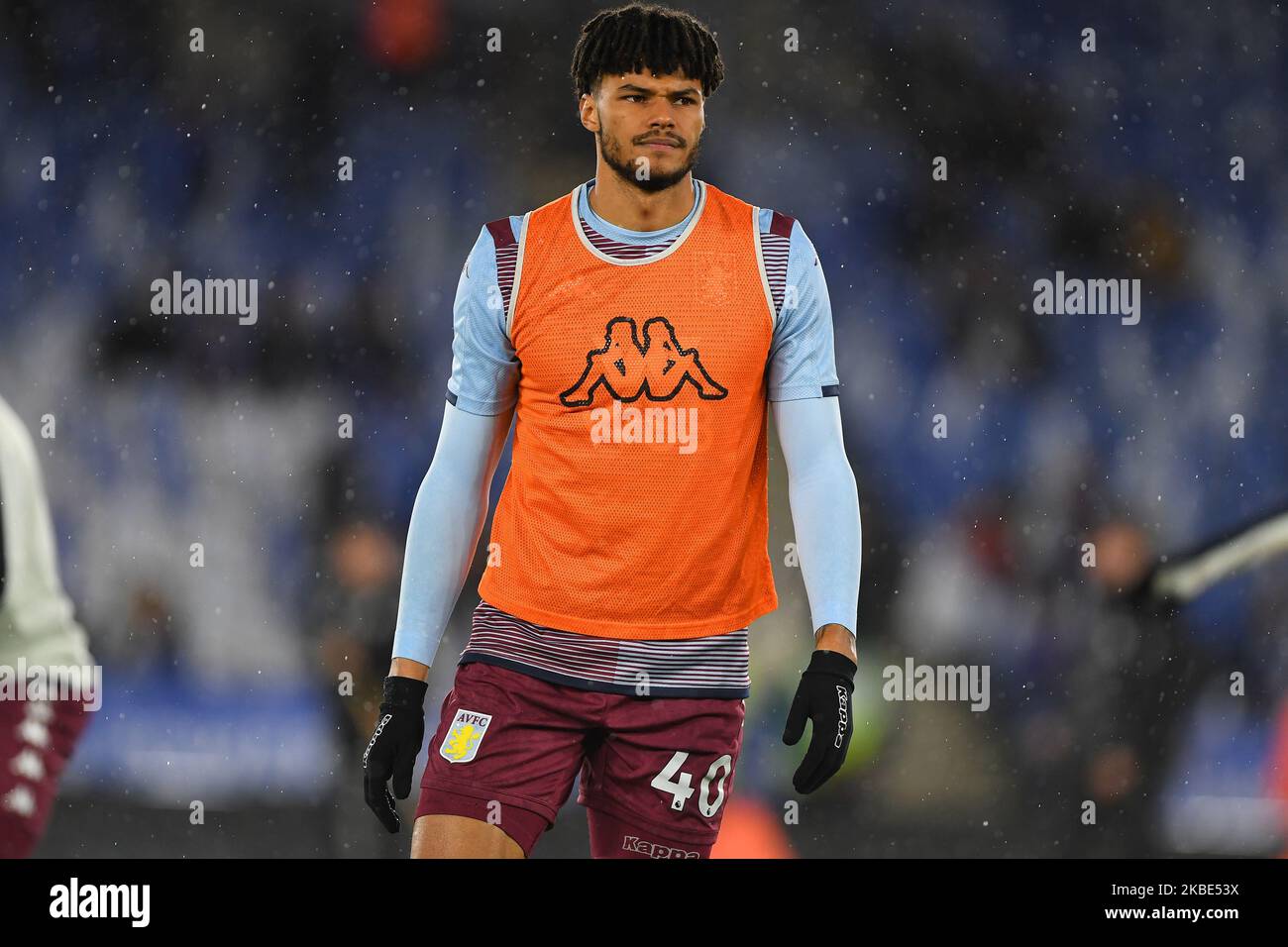 Tyrone Mings (40) of Aston Villa warms up during the Carabao Cup Semi Final 1st Leg between Leicester City and Aston Villa at the King Power Stadium, Leicester on Wednesday 8th January 2020. (Photo by Jon Hobley/MI News/NurPhoto) Stock Photo