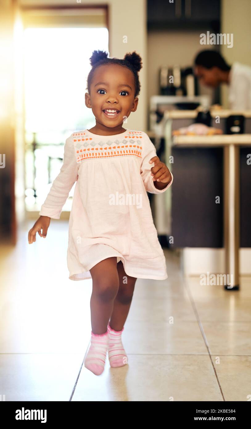 Im on the catwalk. Full length portrait of an adorable little girl