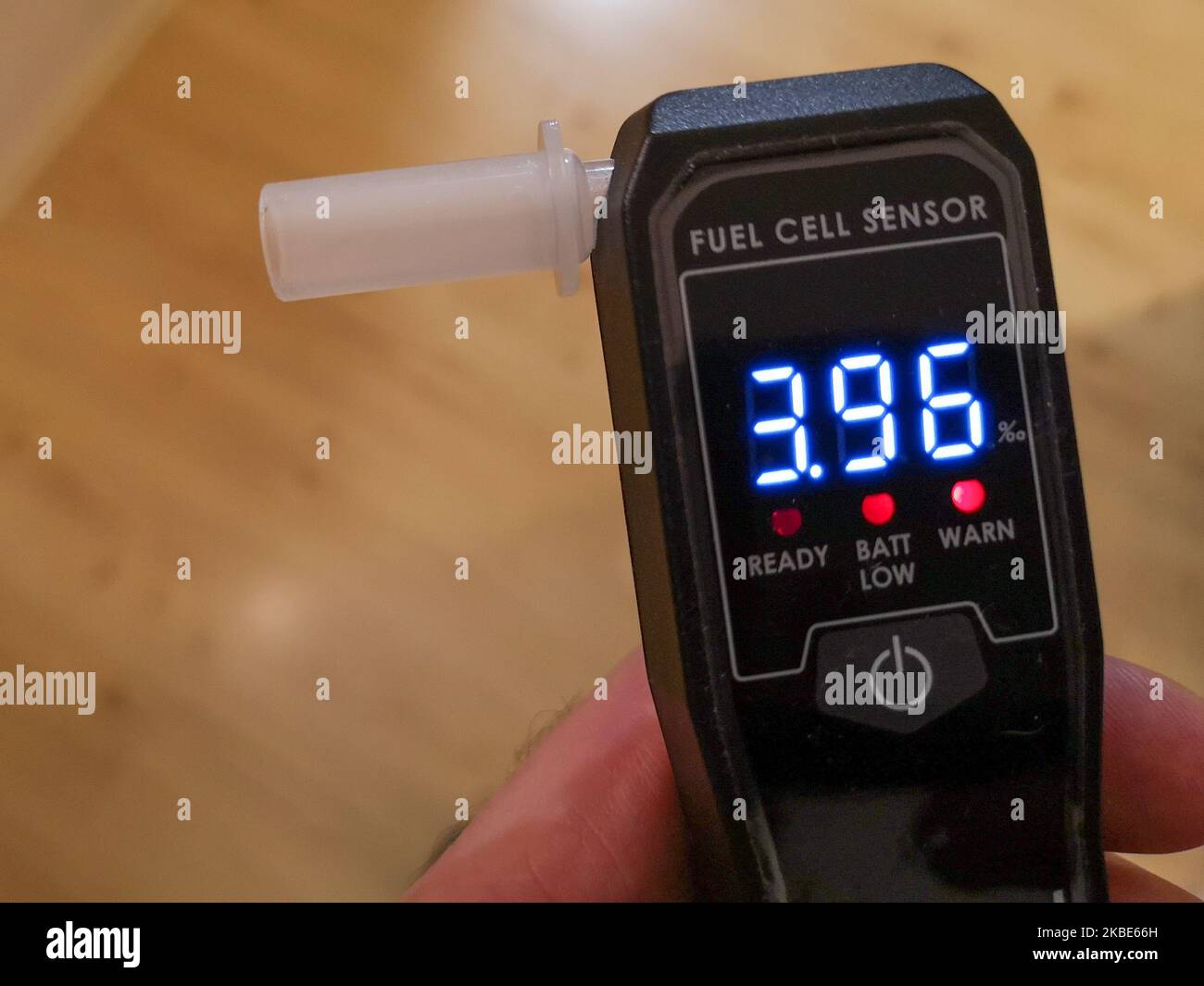 High alcohol content visible on the alcohol meter after sobriety test