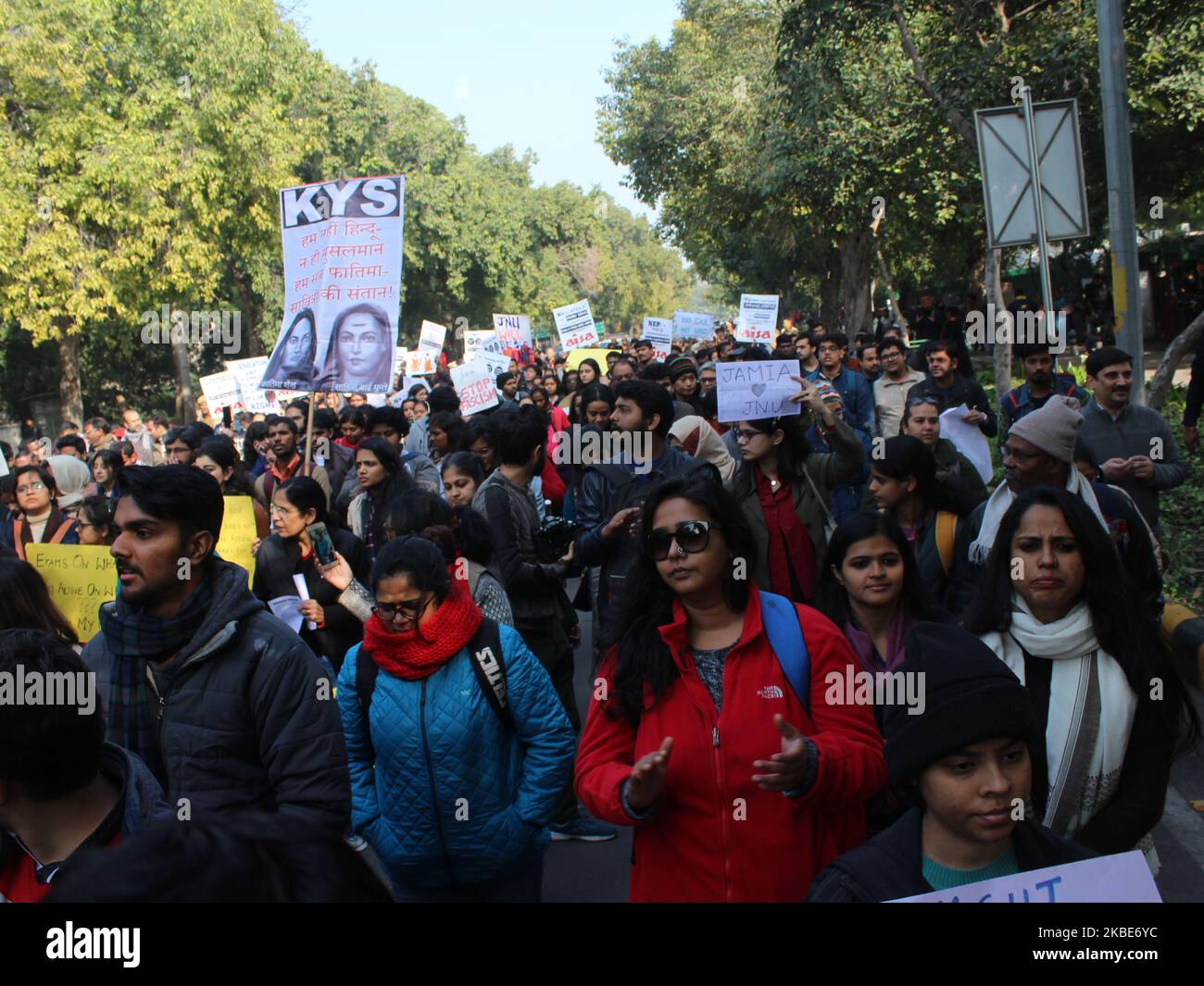 Hundreds of people, including students and teachers, protesting against ...