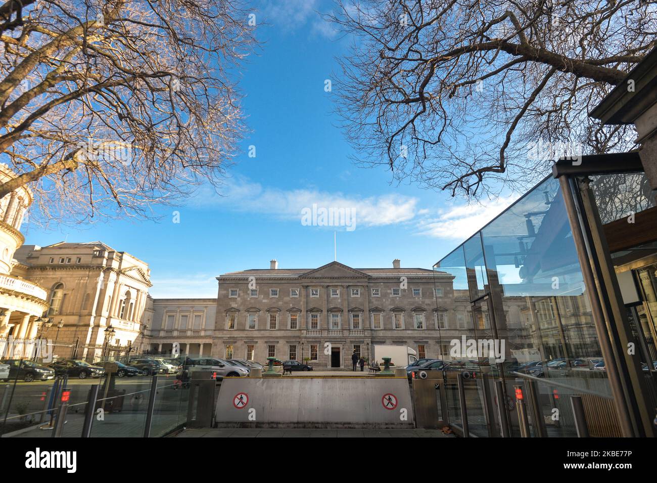 A general view of Leinster House, the seat of the Oireachtas, the parliament of Ireland. On January 10, 2020, in Dublin, Ireland. (Photo by Artur Widak/NurPhoto) Stock Photo