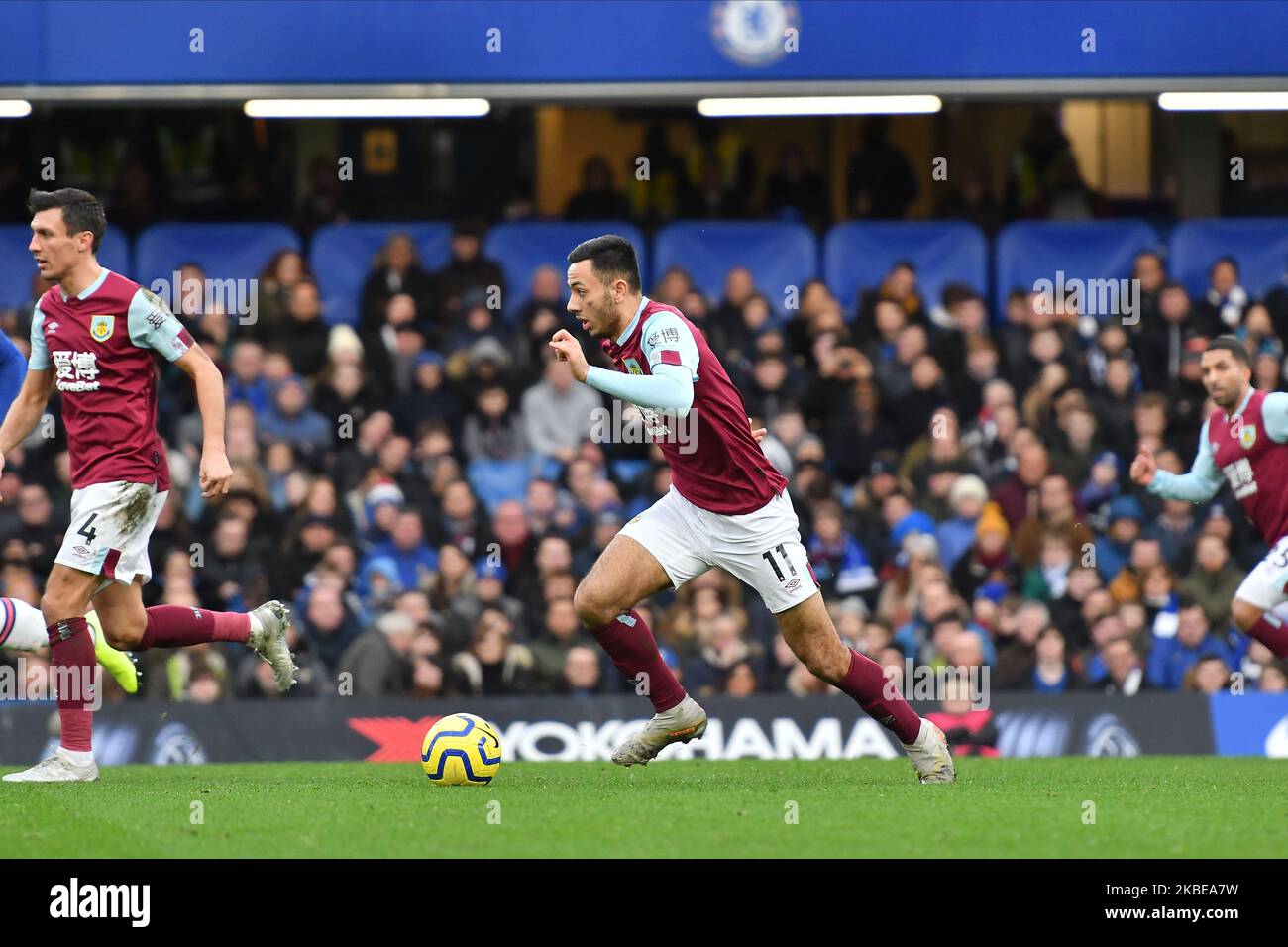 Dwight McNeil of Burnley during the Premier League match between Chelsea FC and Burnley FC at Stamford Bridge on January 11, 2020 in London, United Kingdom. (Photo by MI News/NurPhoto) Stock Photo