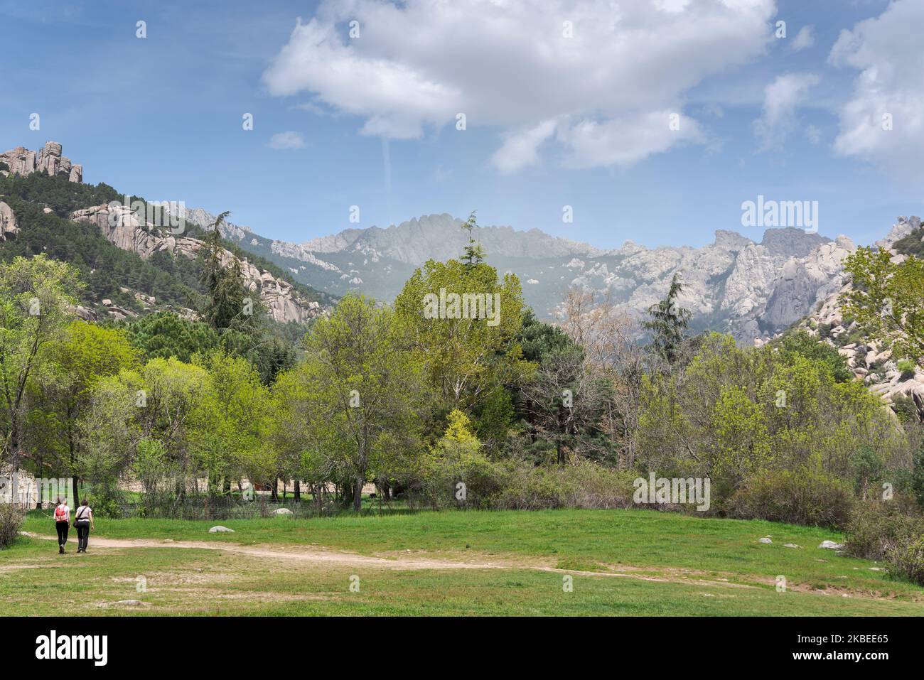 Views of La Pedriza from the recreational area of Cantocochino, Guadarrama Mountains National Park, Madrid, Spain Stock Photo