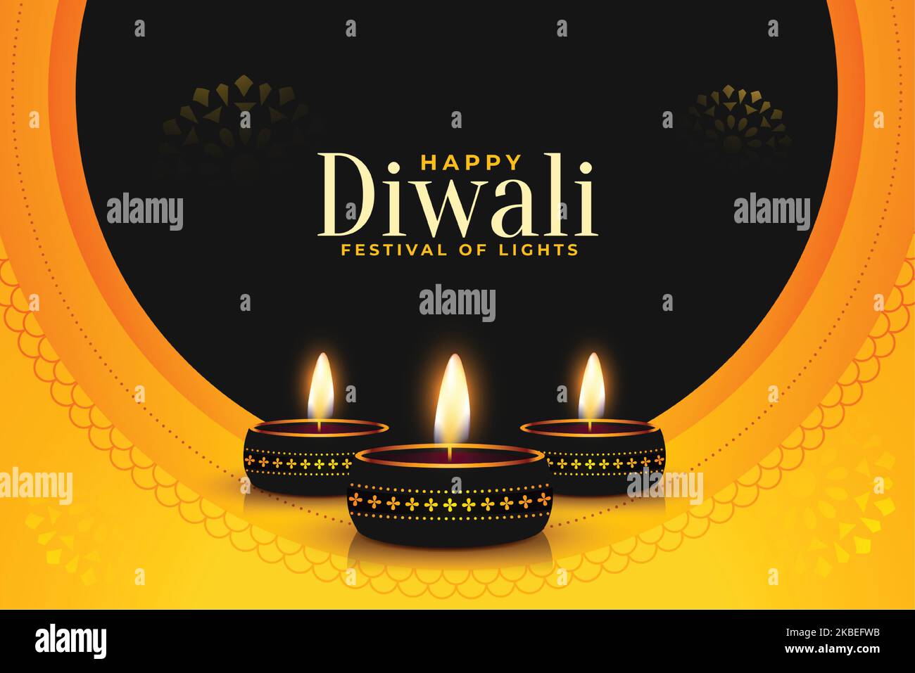 elegant shubh deepavali banner with realistic diya design Stock Vector ...