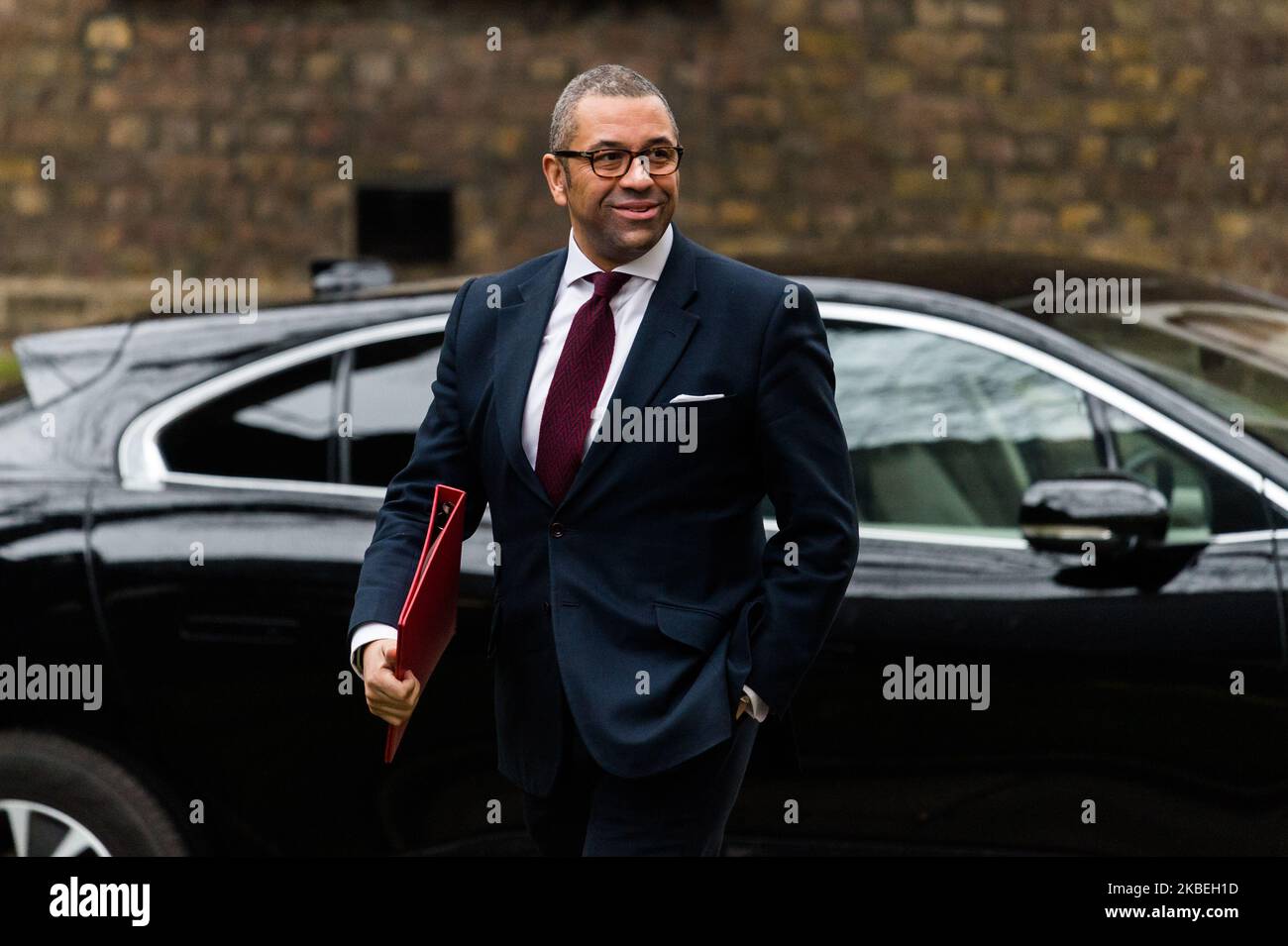 Conservative Party Chairman and Minister without Portfolio James Cleverly arrives in Downing Street in central London to attend a Cabinet meeting on 14 January, 2020 in London, England. (Photo by WIktor Szymanowicz/NurPhoto) Stock Photo