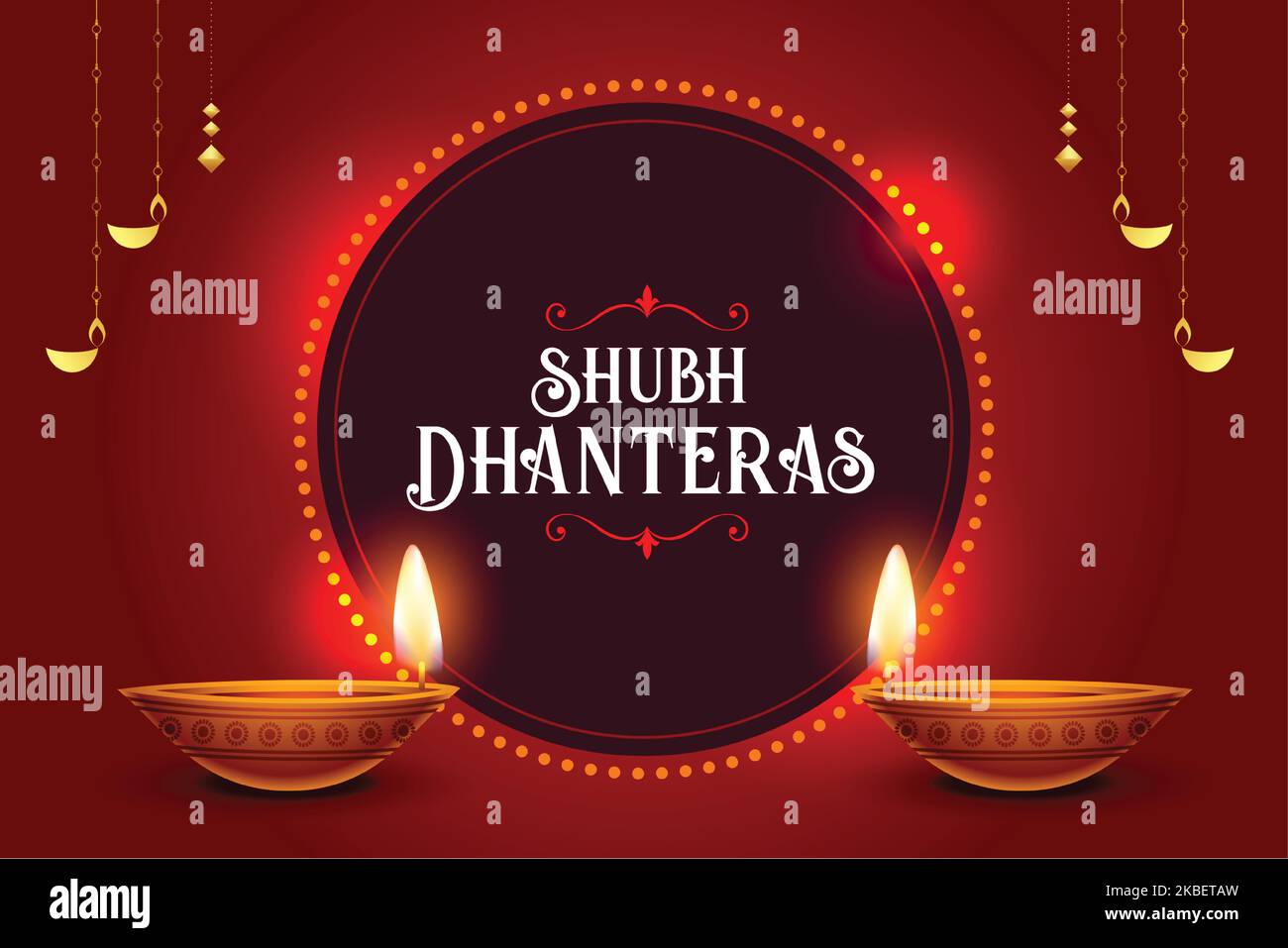 traditional shubh dhanteras bright background with diya design Stock