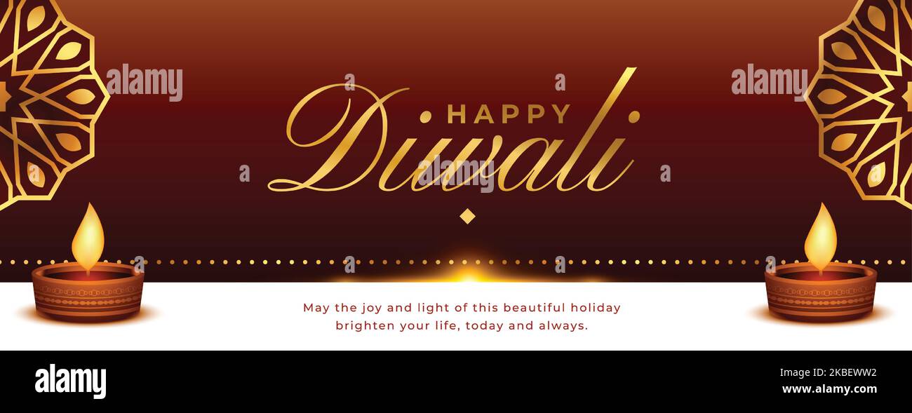 premium diwali greeting banner with diya in indian style Stock Vector ...