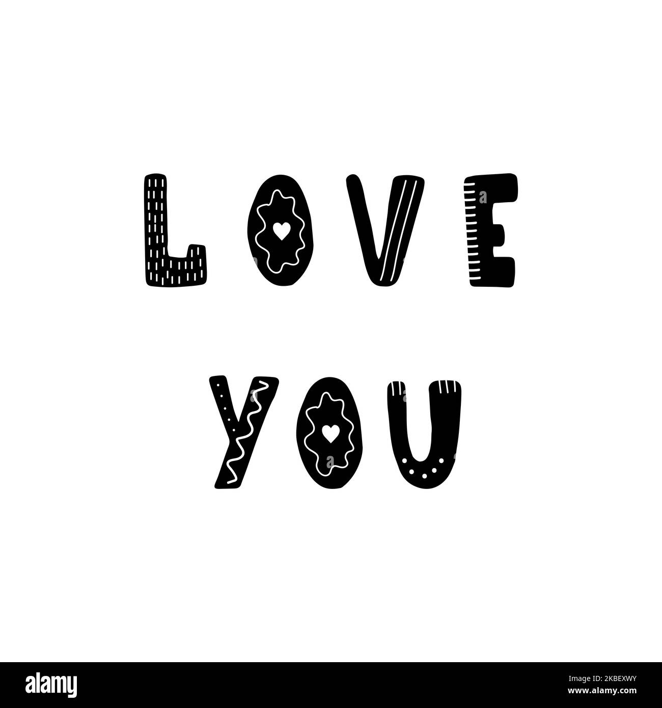 Love you lettering. Hand drawn scandinavian phrase and inspiration ...