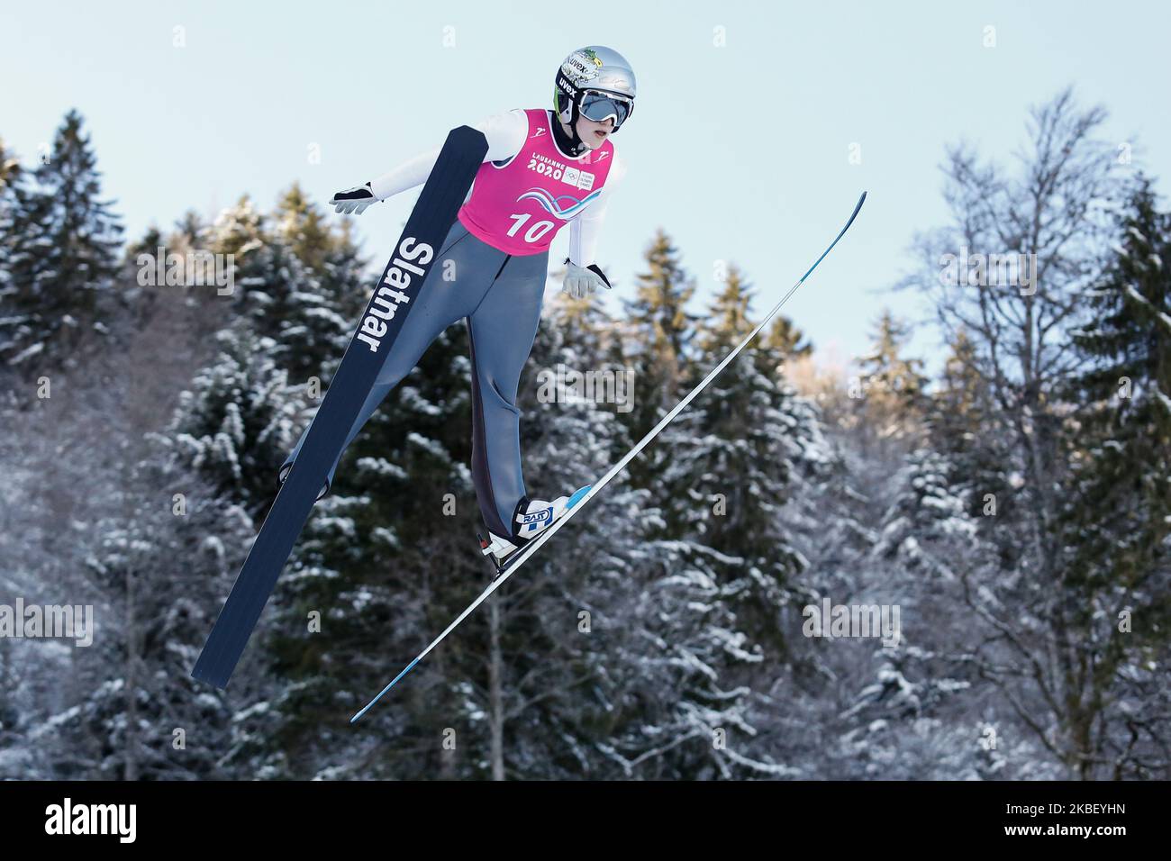 MAZI Pia from Slovenia competes in Ski Jumping: Women's Individual Competition on 10. day of Winter Youth Olympic Games Lausanne 2020 in Les Tuffes Nordic Centre, France on January 19, 2020. (Photo by Dominika Zarzycka/NurPhoto) Stock Photo