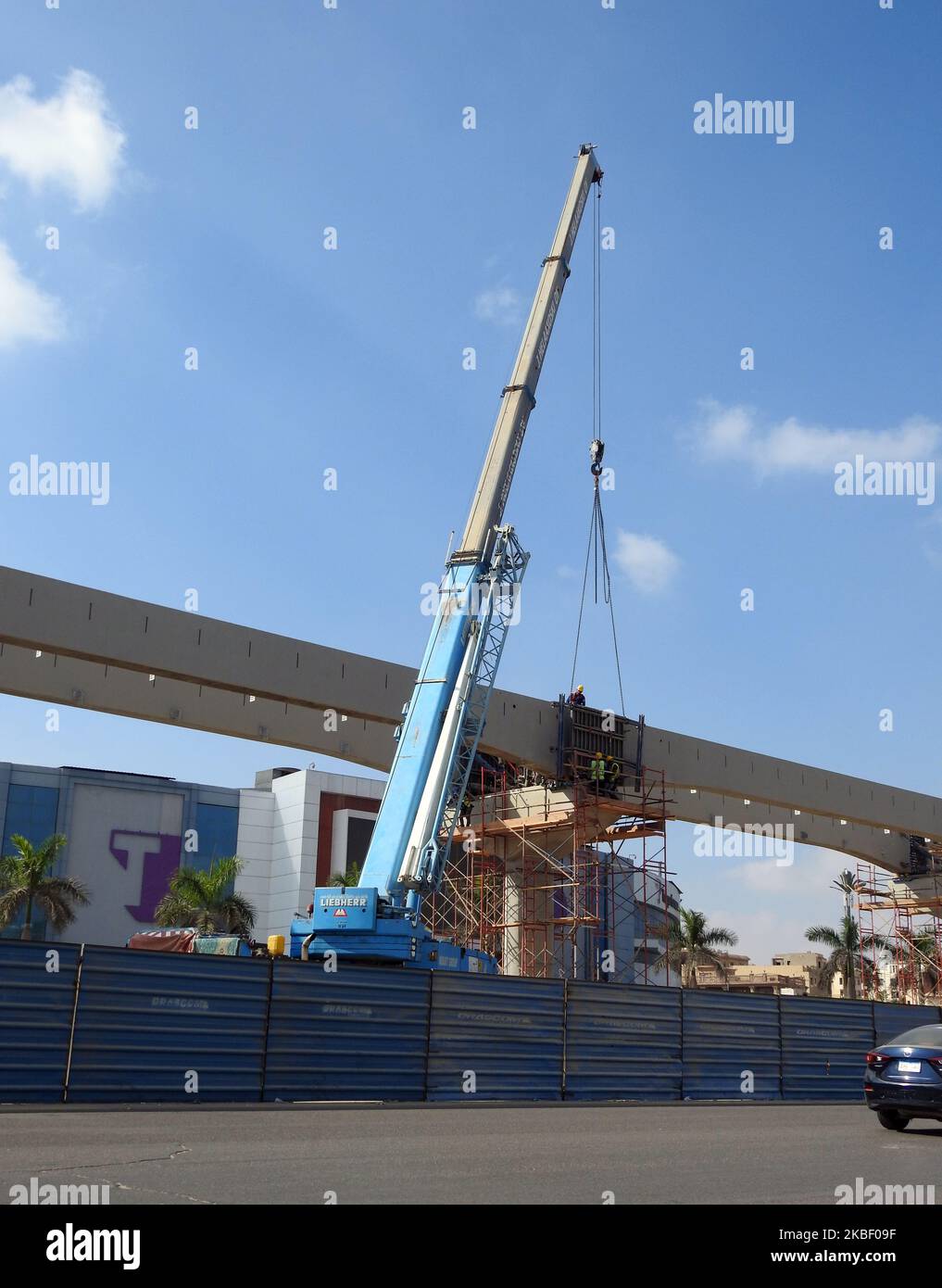 Cairo, Egypt, October 14 2022 Construction site of new Cairo monorail