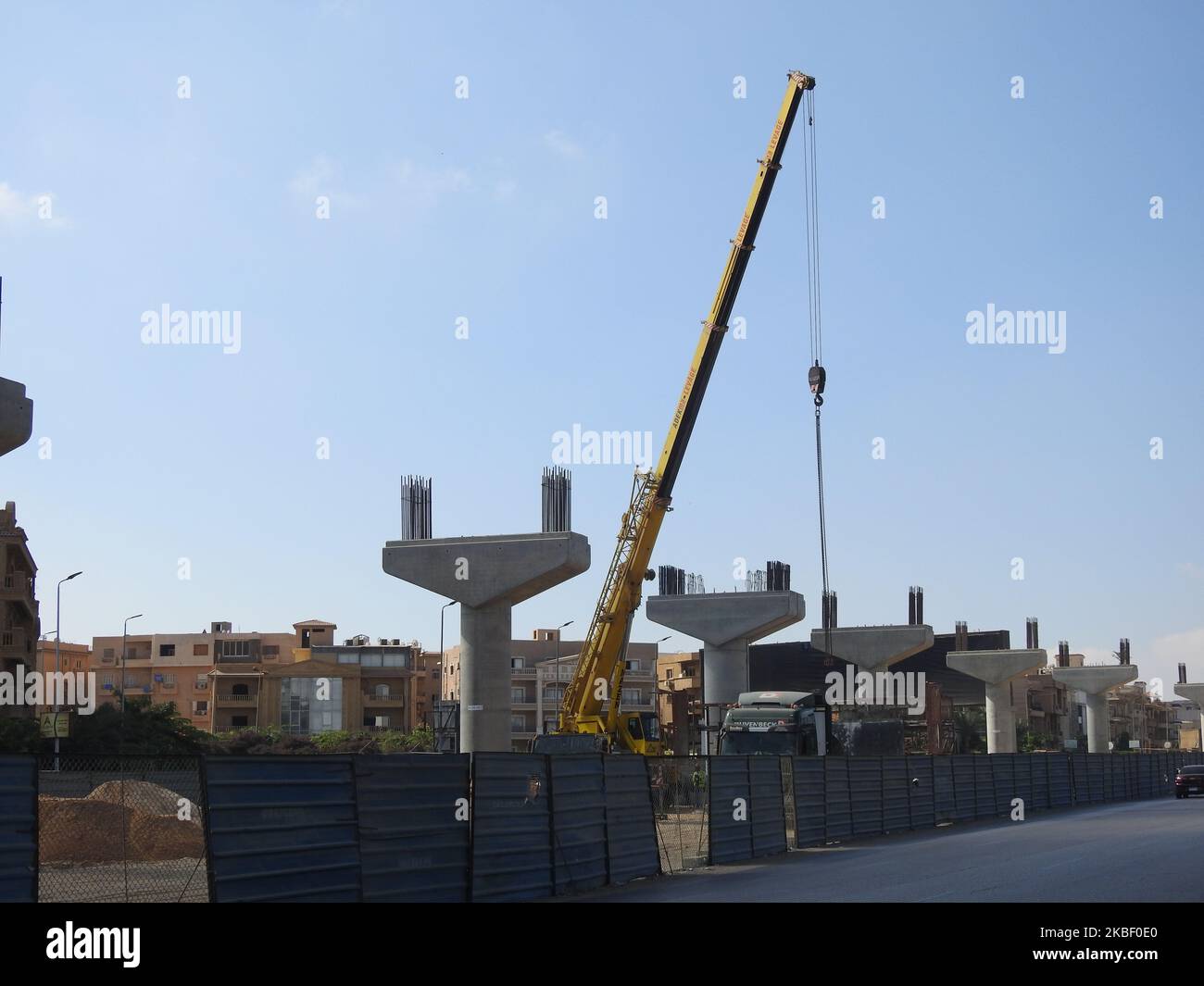 Cairo, Egypt, October 14 2022 Construction site of Cairo monorail