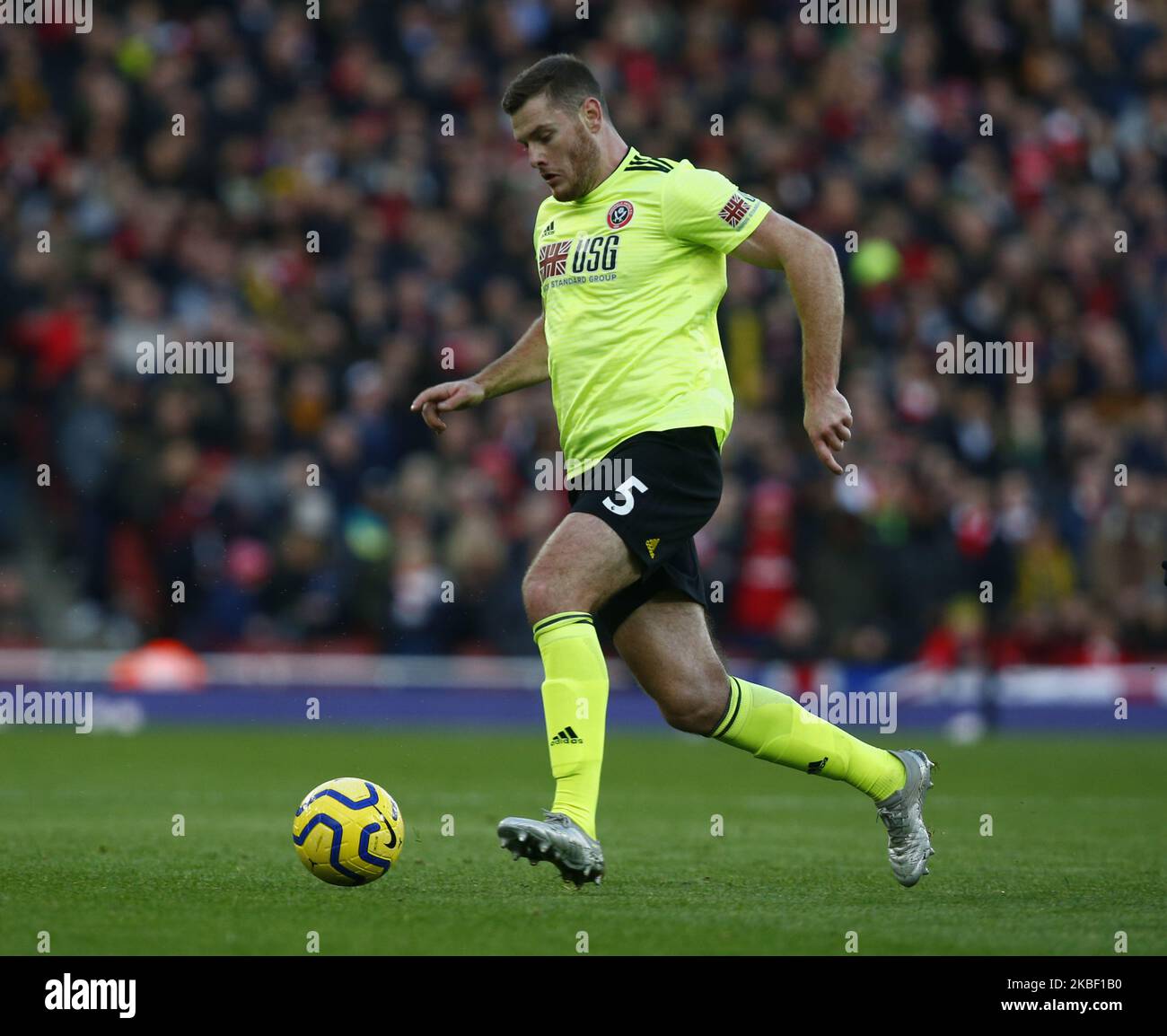 Jack O'Connell of Sheffield United during English Premier League match between Arsenal and Sheffield United on January 18 2020 at The Emirates Stadium, London, England. (Photo by Action Foto Sport/NurPhoto) Stock Photo