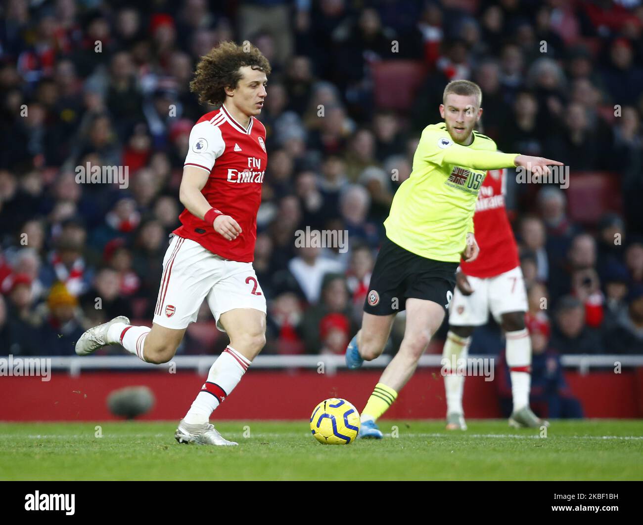 David Luiz of Arsenal during English Premier League match between Arsenal and Sheffield United on January 18 2020 at The Emirates Stadium, London, England. (Photo by Action Foto Sport/NurPhoto) Stock Photo
