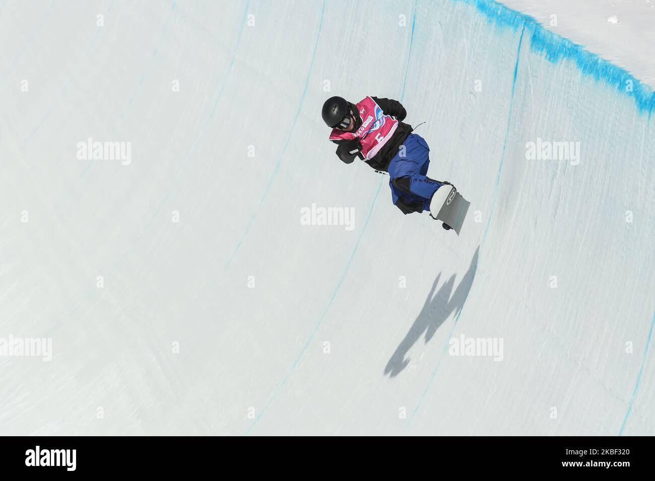 GOLAY Eliot from Switzerland competes in Men's Halfpipe Qualification on 12. day of Winter Youth Olympic Games Lausanne 2020 in Leysin Park & Pipe, Switzerland on January 21, 2020. (Photo by Dominika Zarzycka/NurPhoto) Stock Photo