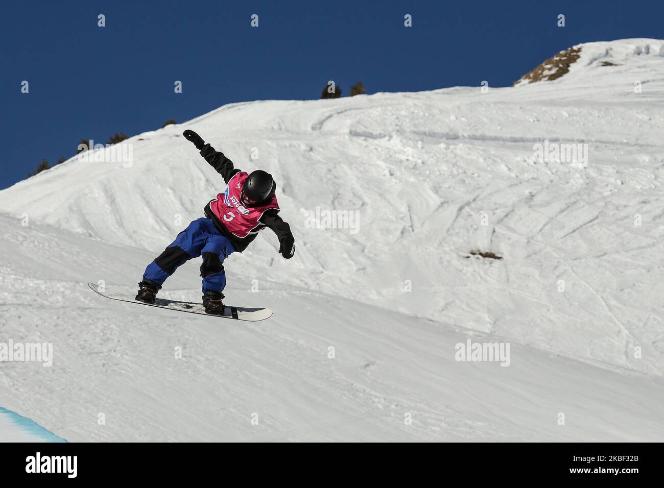 GOLAY Eliot from Switzerland competes in Snowboard Men's Halfpipe Finals on 12. day of Winter Youth Olympic Games Lausanne 2020 in Leysin Park & Pipe, Switzerland on January 21, 2020. (Photo by Dominika Zarzycka/NurPhoto) Stock Photo