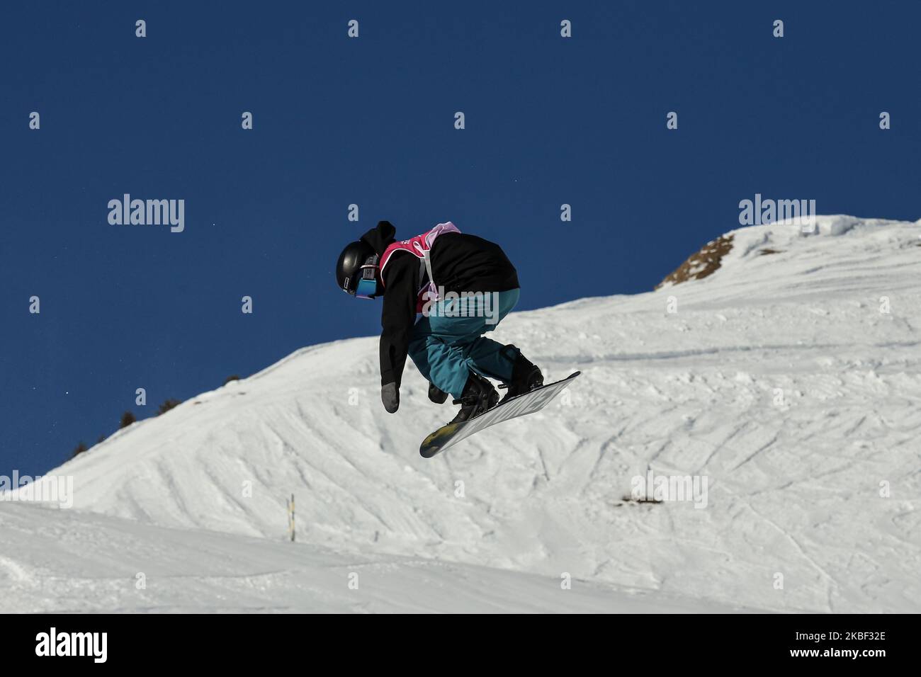 HIRANO Ruka from Japan competes in Snowboard Men's Halfpipe Finals on 12. day of Winter Youth Olympic Games Lausanne 2020 in Leysin Park & Pipe, Switzerland on January 21, 2020. (Photo by Dominika Zarzycka/NurPhoto) Stock Photo