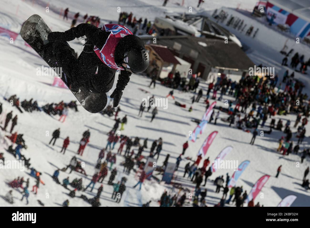 LEE Hyun-Jun from Korea competes in Snowboard Men's Halfpipe Finals on 12. day of Winter Youth Olympic Games Lausanne 2020 in Leysin Park & Pipe, Switzerland on January 21, 2020. (Photo by Dominika Zarzycka/NurPhoto) Stock Photo