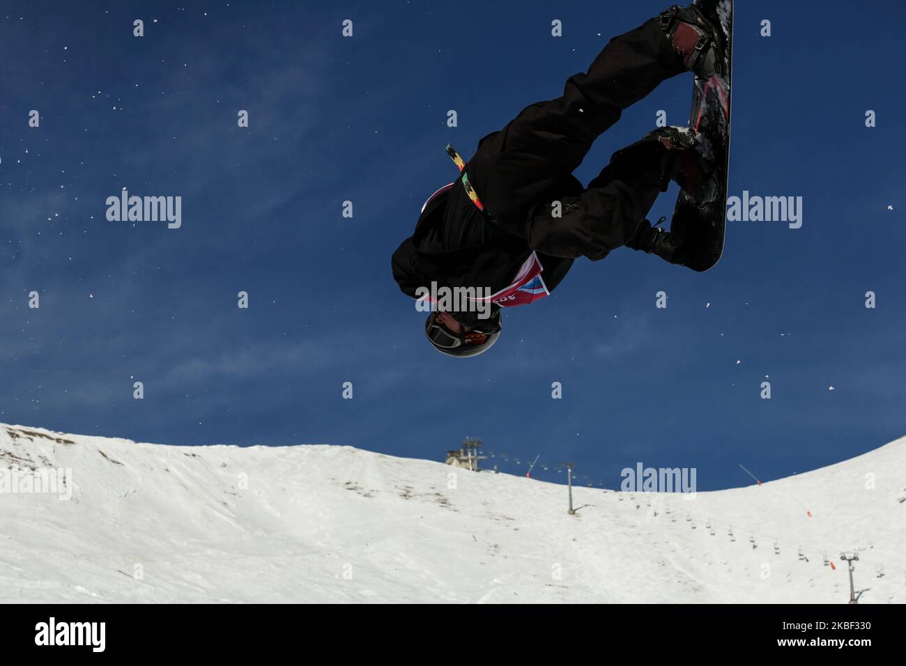 LECROY Kolman from the USA competes in Snowboard Men's Halfpipe Finals on 12. day of Winter Youth Olympic Games Lausanne 2020 in Leysin Park & Pipe, Switzerland on January 21, 2020. (Photo by Dominika Zarzycka/NurPhoto) Stock Photo