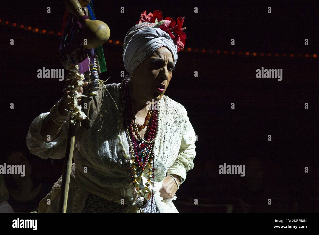the lyric singer and Cuban actress Linda Mirabal during her performance in the opera 'Cecilia Valdes' at the Teatro de la Zarzuela in Madrid. January 22, 2020 Spain (Photo by Oscar Gonzalez/NurPhoto) Stock Photo