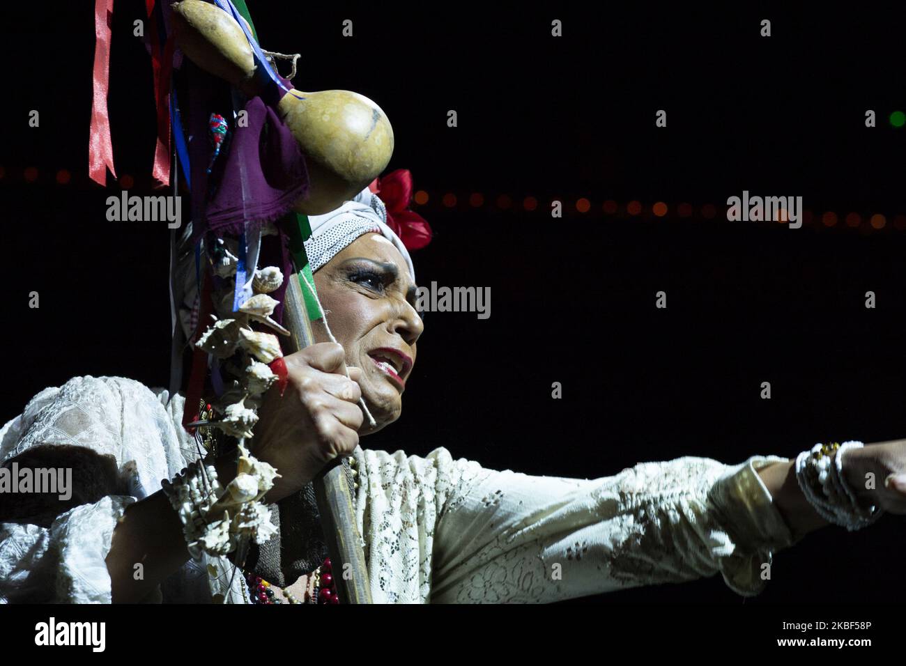 the lyric singer and Cuban actress Linda Mirabal during her performance in the opera 'Cecilia Valdes' at the Teatro de la Zarzuela in Madrid. January 22, 2020 Spain (Photo by Oscar Gonzalez/NurPhoto) Stock Photo