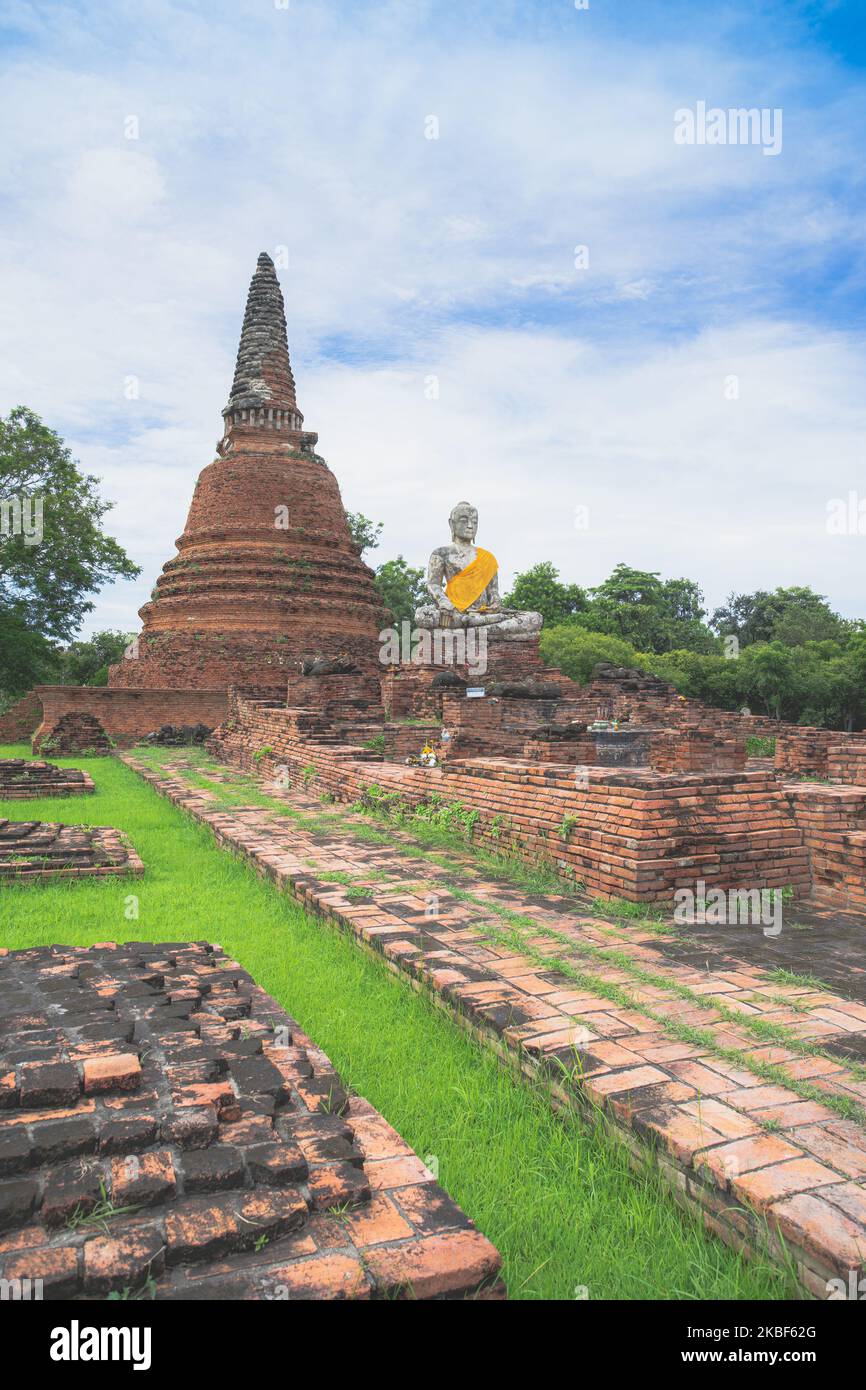 Beautiful scenery in Wat Lokayasutharam, Ayutthaya, Thailand. One site of Ayutthaya Unesco World Heritage Site. Stock Photo