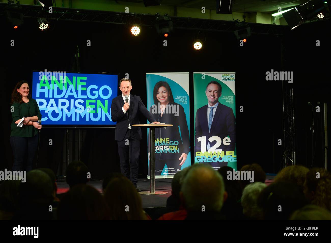 Emmanuel Gregoire speaks during the launch of the his Municipality Campaign for the 12th arronsissement of Paris on January 24, 2020, in Paris, France. (Photo by Daniel Pier/NurPhoto) Stock Photo