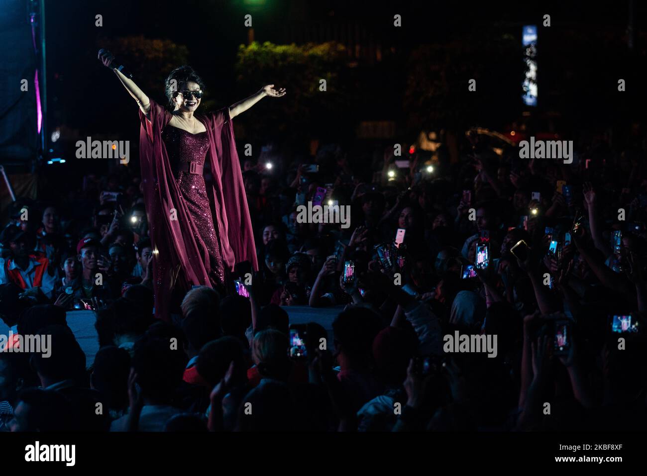 A singer performs on stage during the ”&Proud' LGBT festival in Yangon, Myanmar on 24 January, 2020. (Photo by Shwe Paw Mya Tin/NurPhoto) Stock Photo